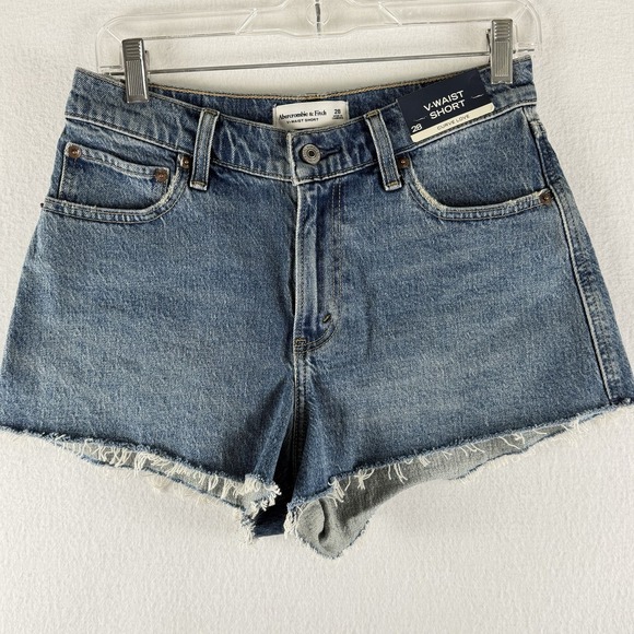 Abercrombie & Fitch Pants - Abercrombie V Waist Short Sz 6 Curve Love Cutoff Denim 90s High Rise Edgy Raw